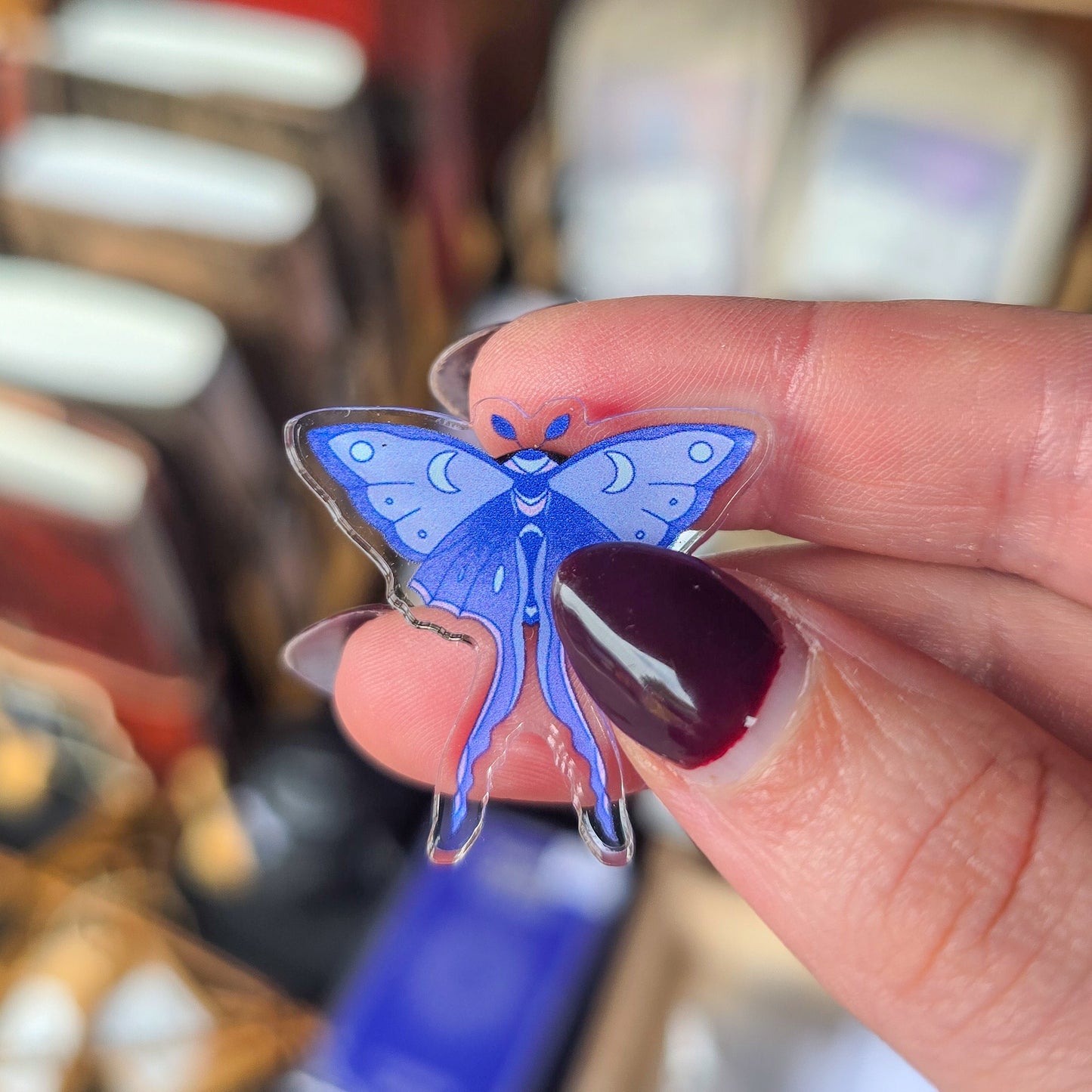 Recycled Acrylic Lunar Moth Pin Badge