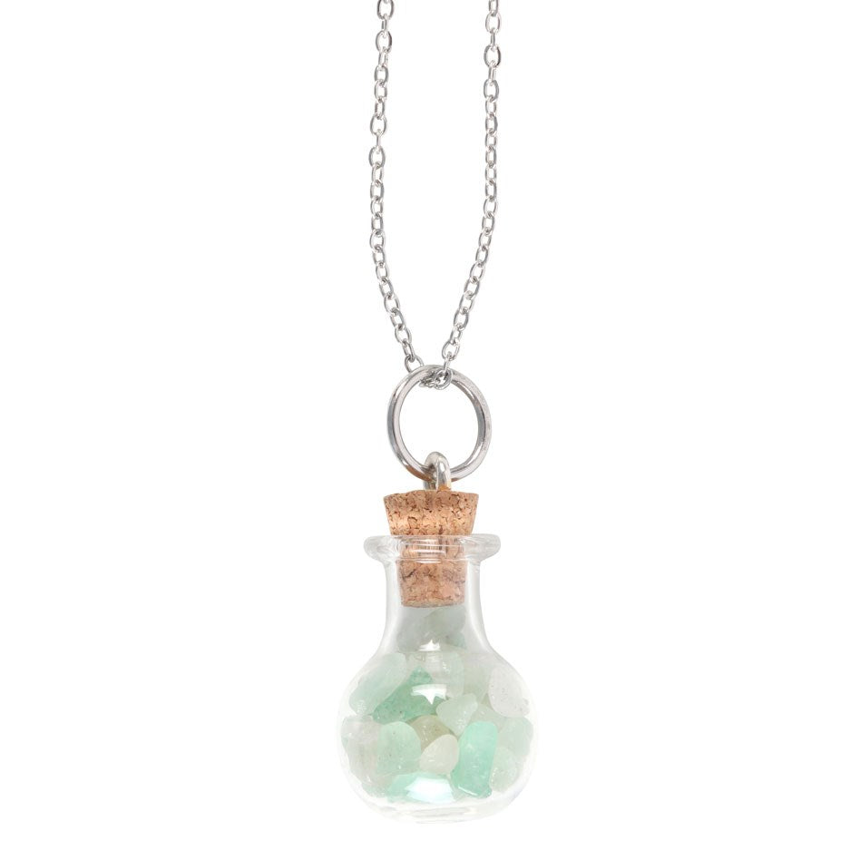 Green Aventurine Crystal Chip Potion Bottle Necklace