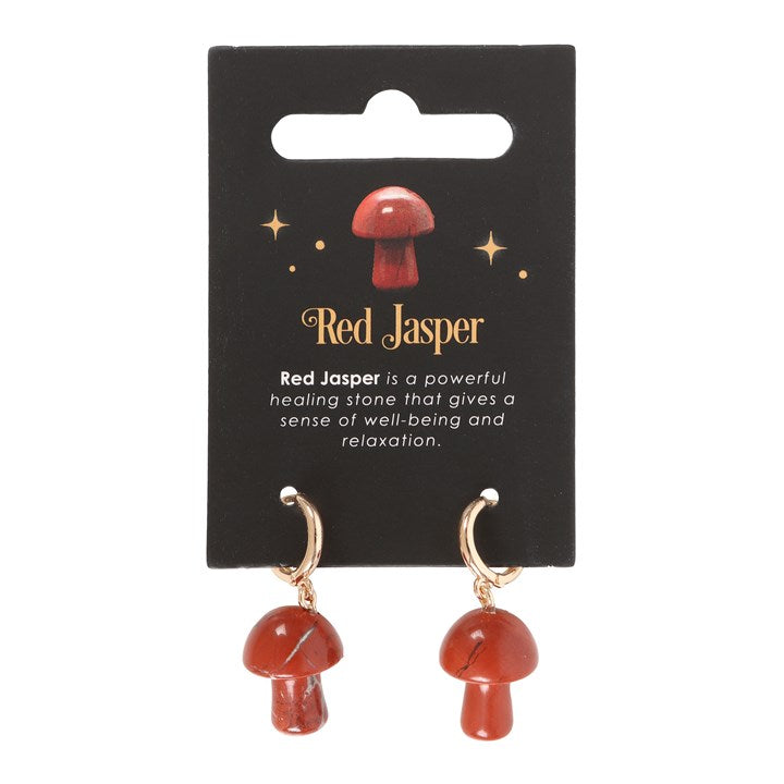 Crystal Red Jasper Mushroom Earrings