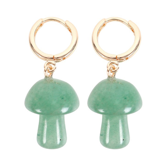 Crystal Aventurine Mushroom Earrings