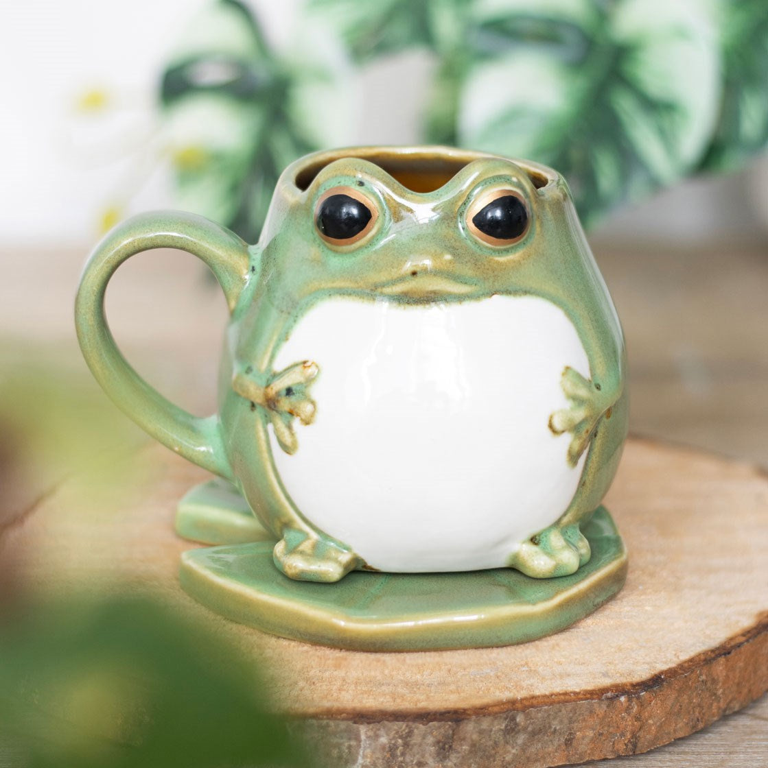 Froggy Shaped Mug and Lily Pad Saucer