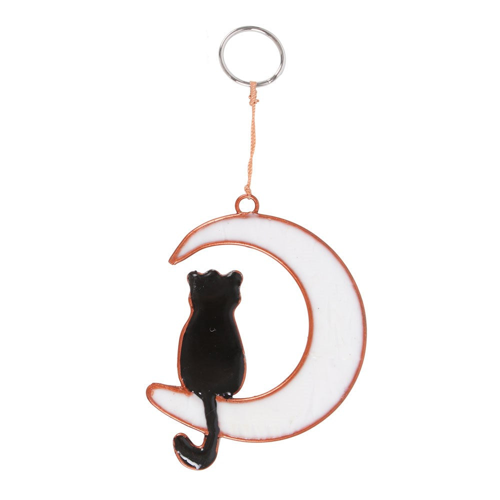 Cat on Cresent Moon Suncatcher
