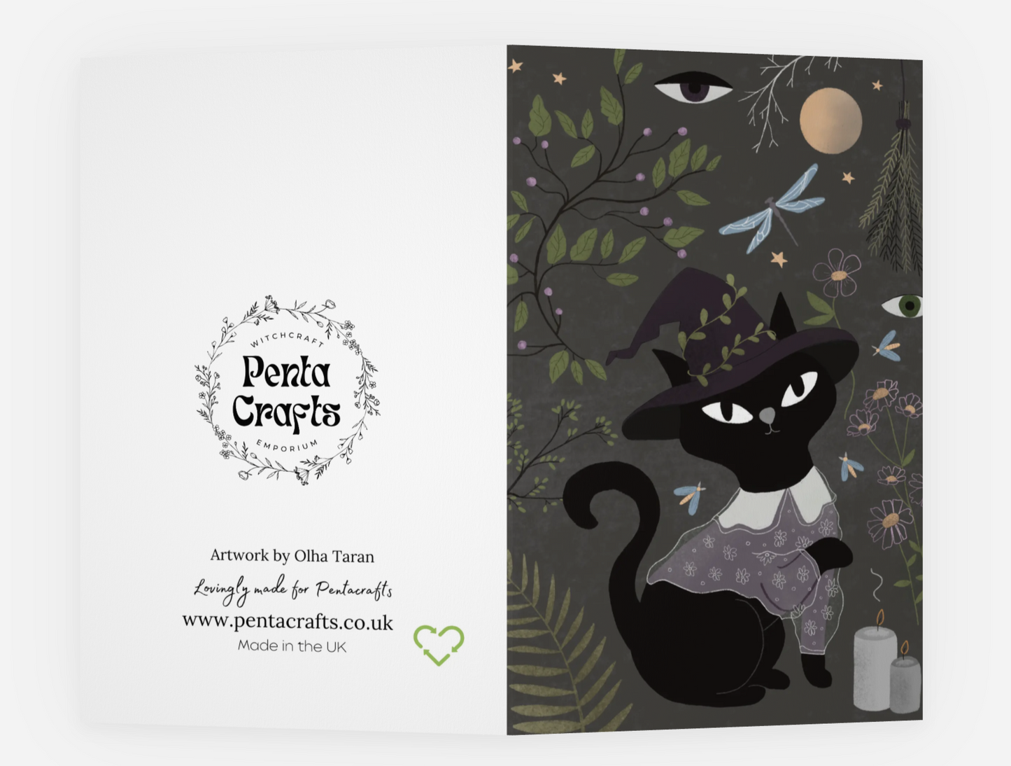 Spring Black Cat Greetings Card