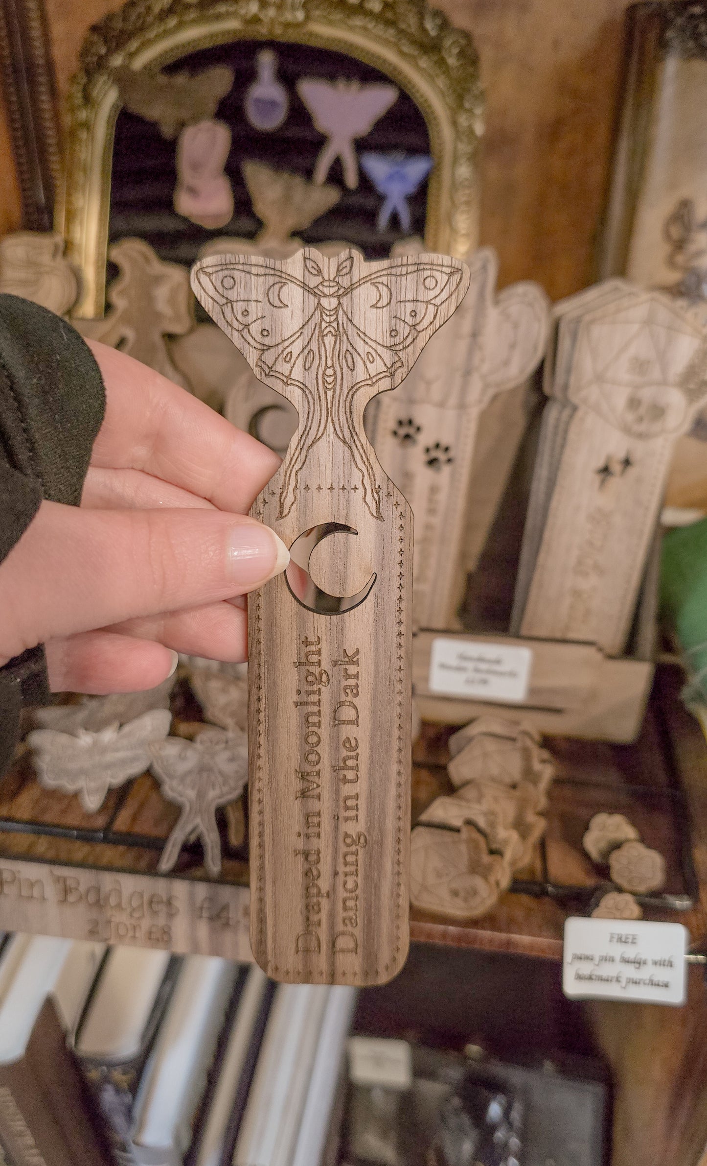 Lunar Moth Wooden Bookmark