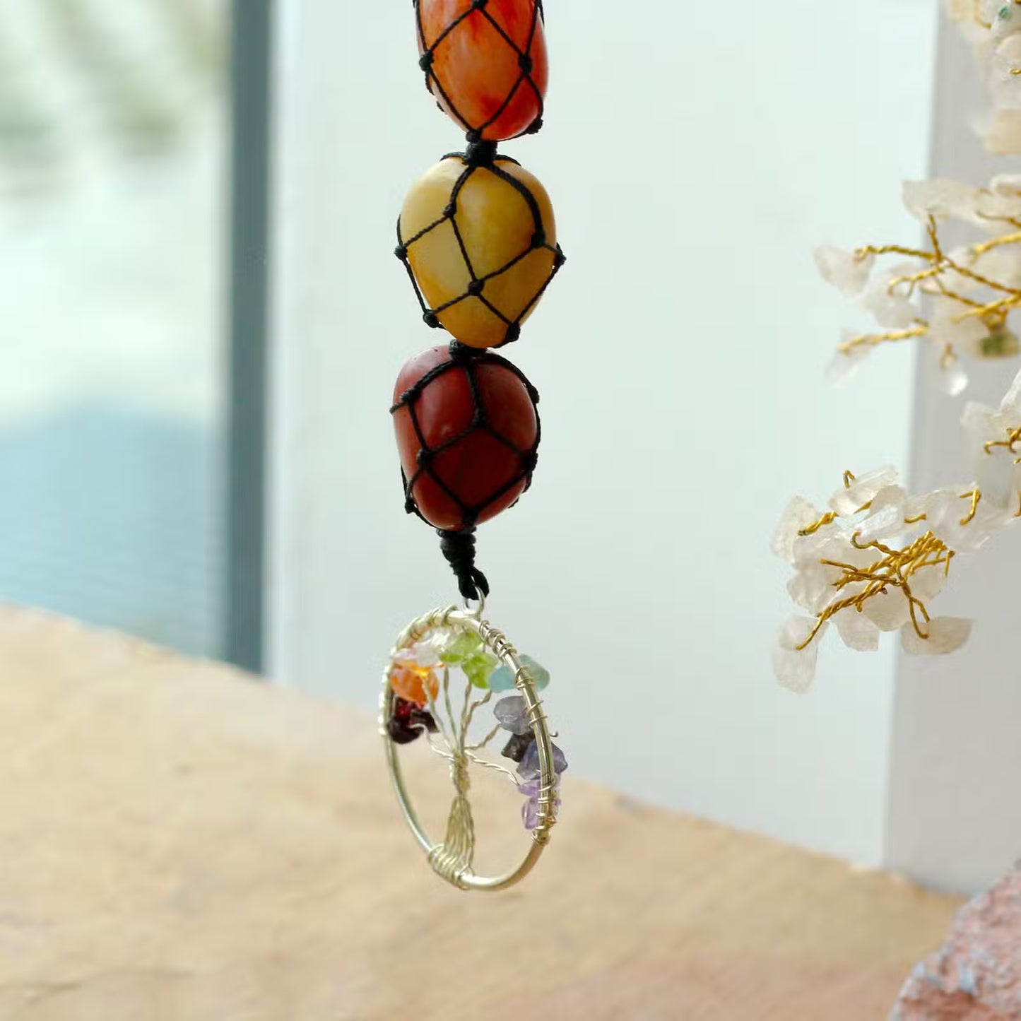 Tree of Life Hanging Chakra Stone Pendant