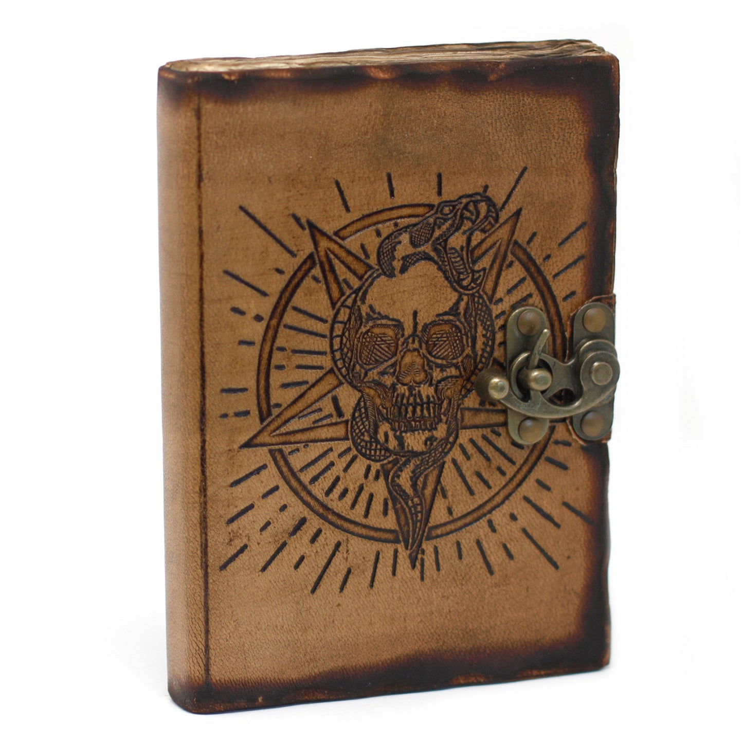 Leather Pentagram Skull Notebook