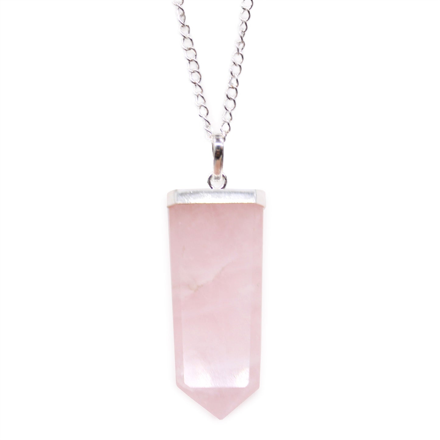 Rose Quartz Crystal Flat Pencil Pendant