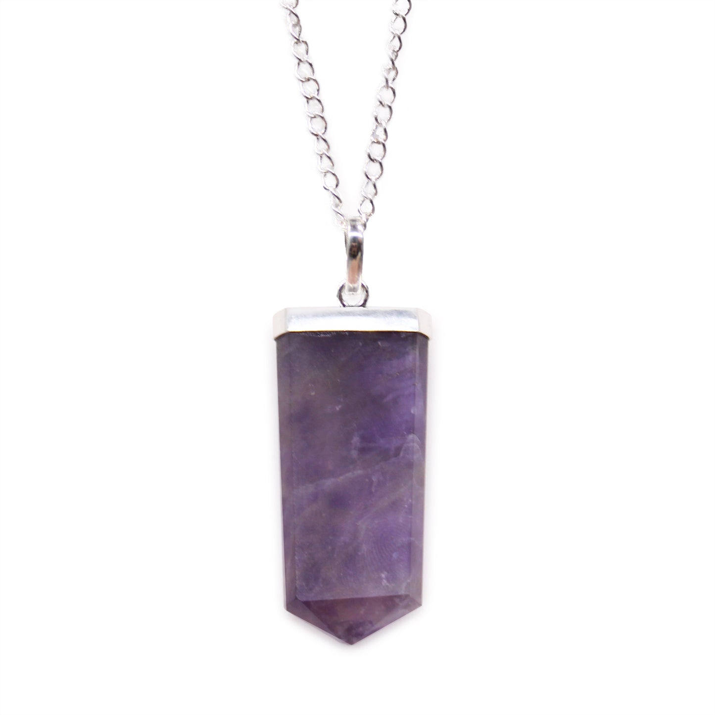 Amethyst Crystal Flat Pencil Pendant