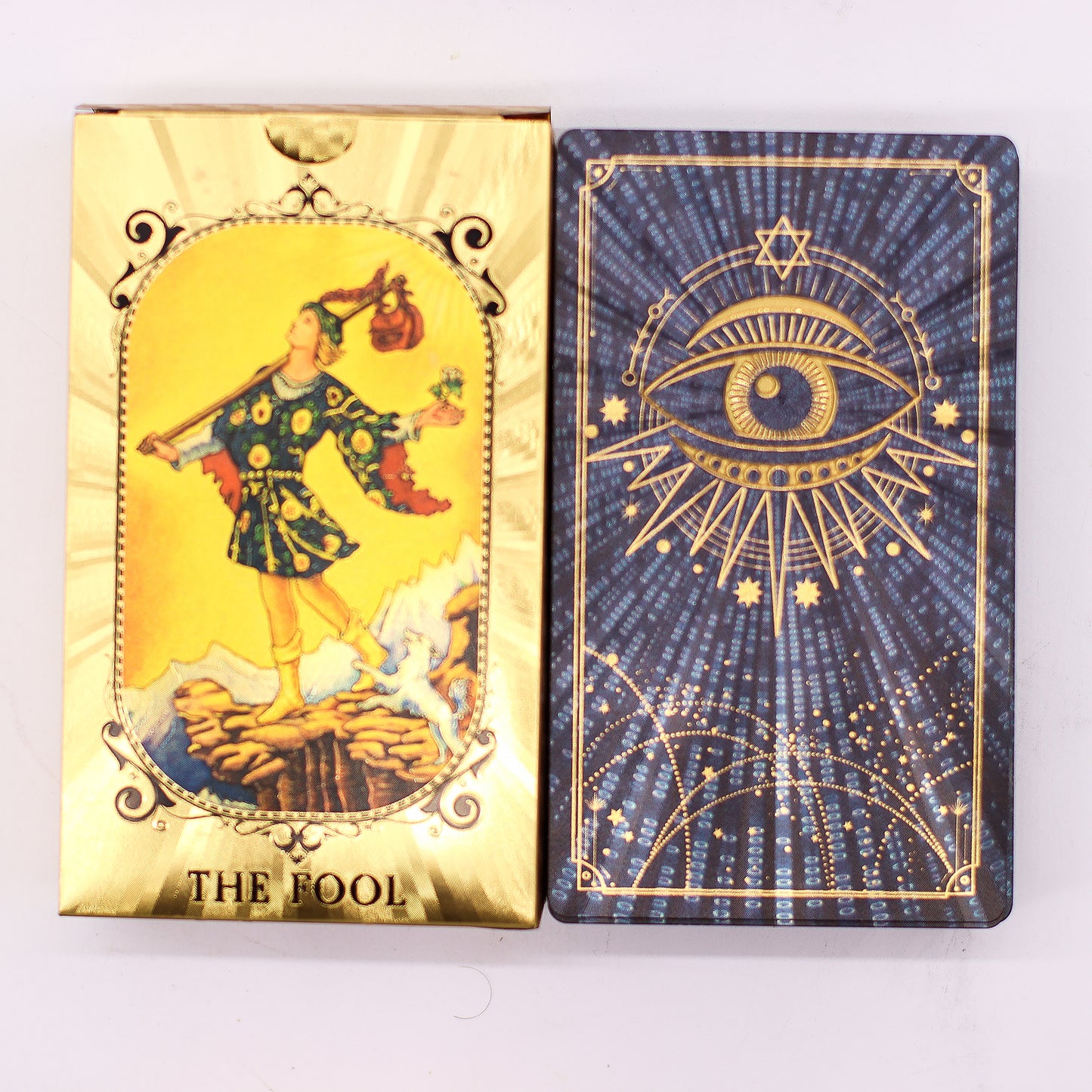 Blue & Gold Foil Tarot Card Set - All Seeing Eye