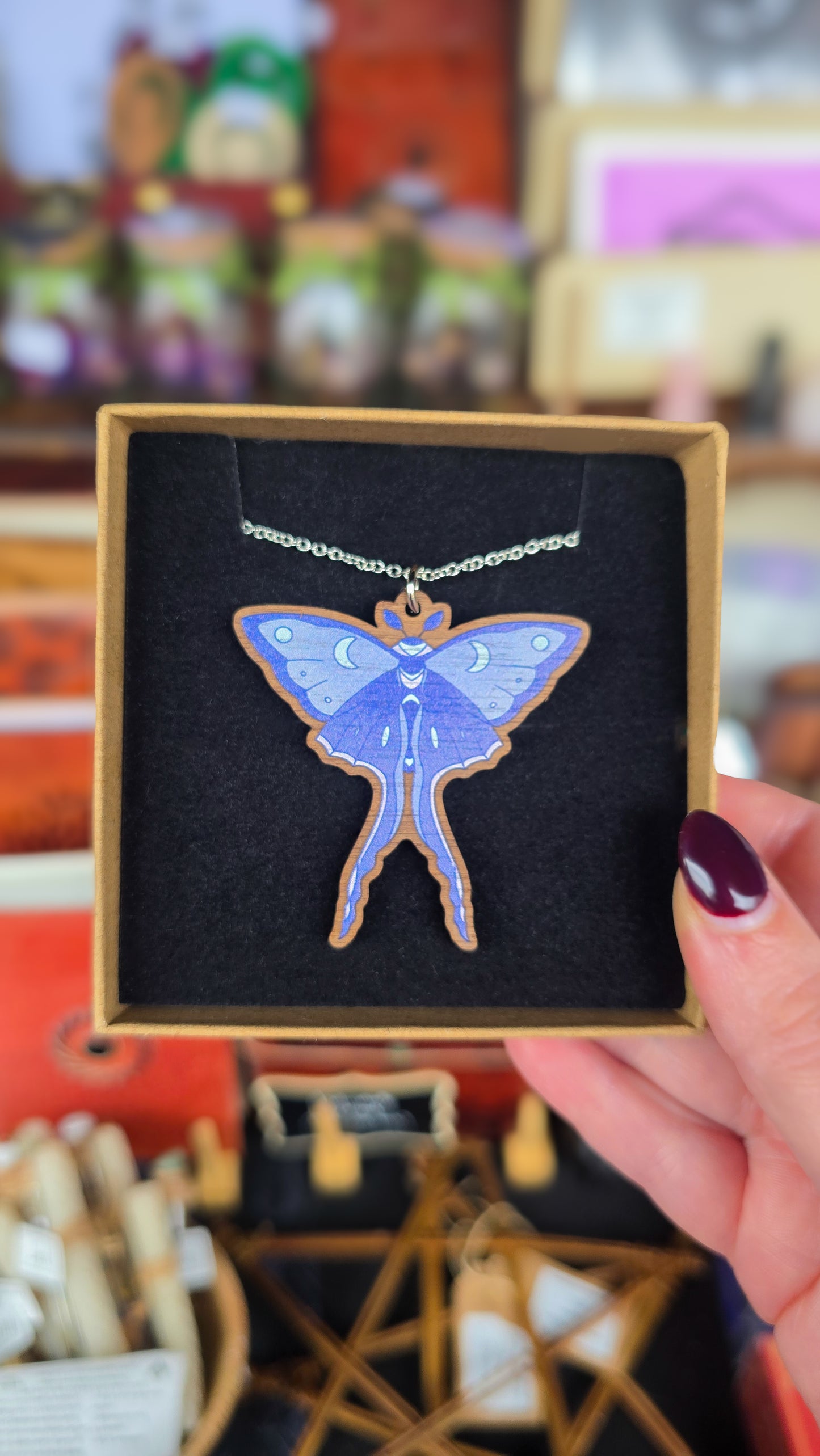 Lunar Moth Silver Plated Necklace