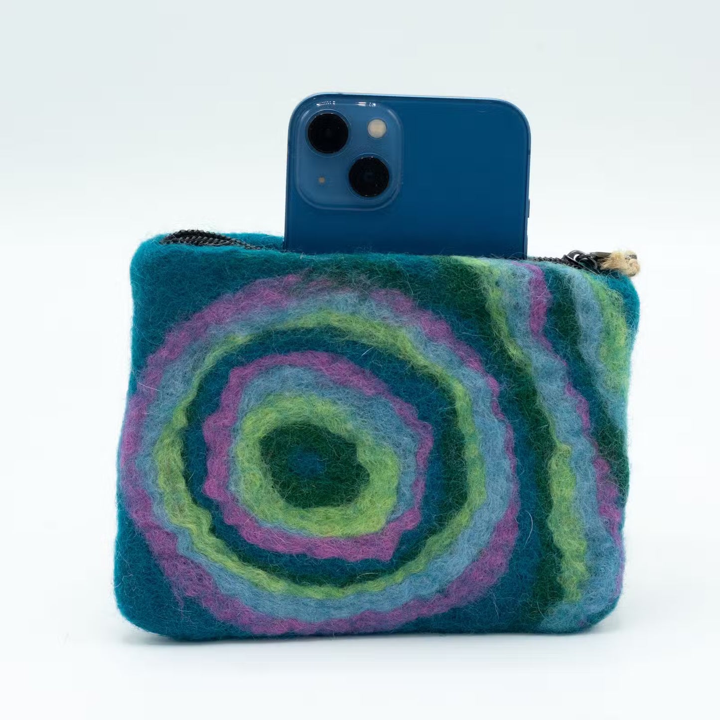 Psychdelic Natural Felt Zipper Pouch