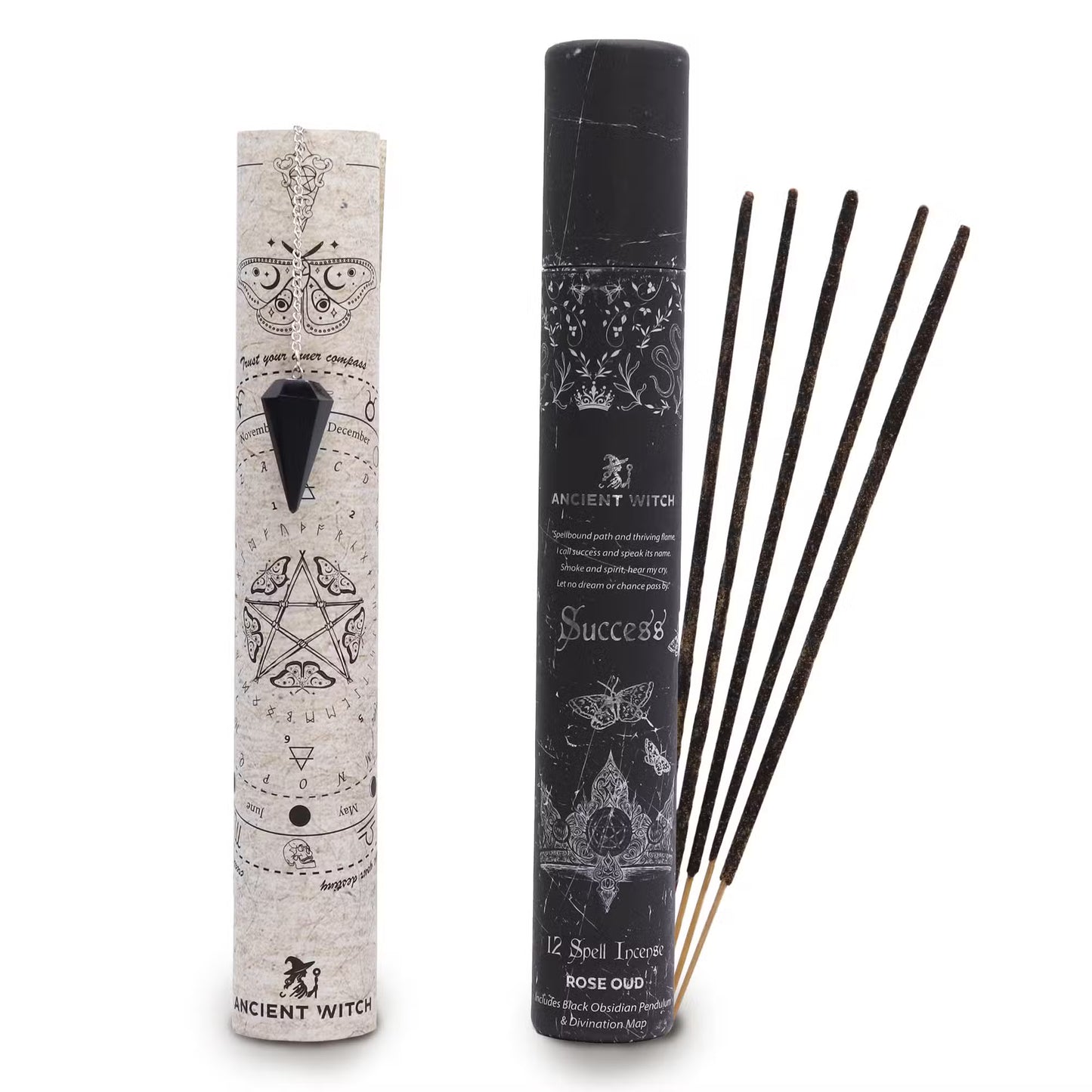 Incense & Divination Set - Success - Obsidian Pendulum