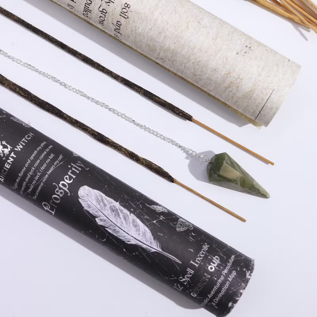 Incense & Divination Set - Prosperity - Aventurine Pendulum
