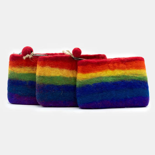 Rainbow Natural Felt Zipper Pouch