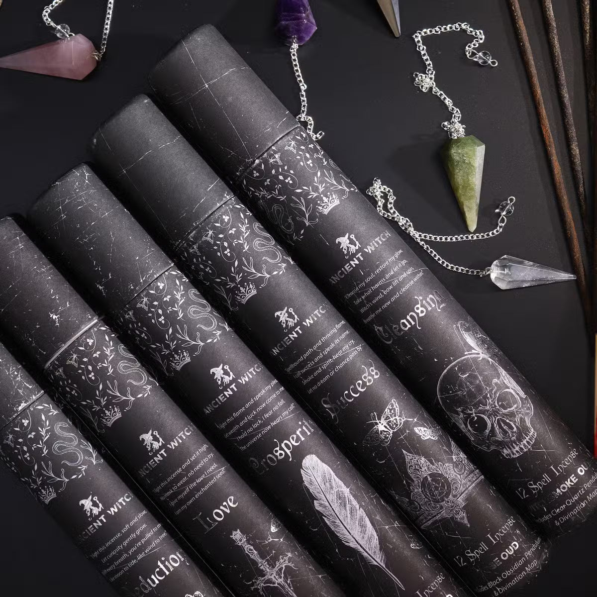 Incense & Divination Set - Prosperity - Aventurine Pendulum