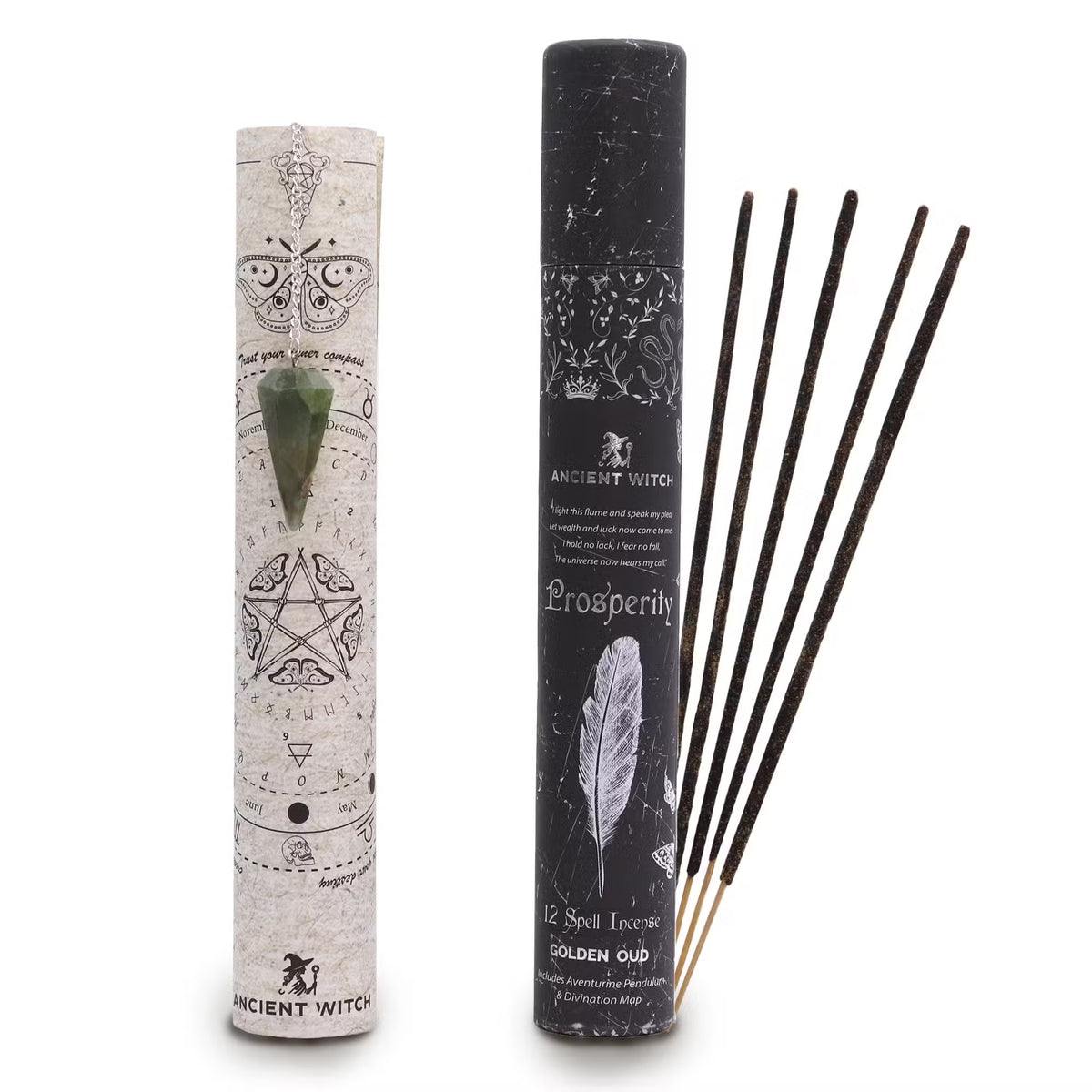 Incense & Divination Set - Prosperity - Aventurine Pendulum