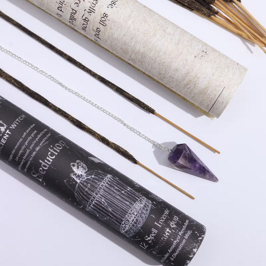 Incense & Divination Set - Seduction - Amethyst Pendulum