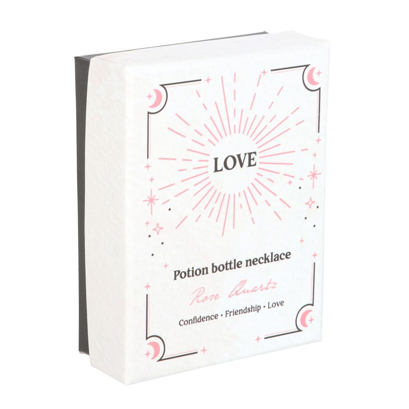 Rose Quartz Crystal Chip Potion Bottle Necklace