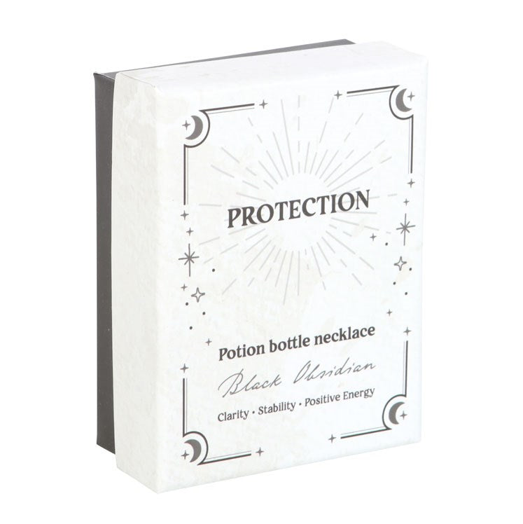 Black Obsidian Crystal Chip Potion Bottle Necklace