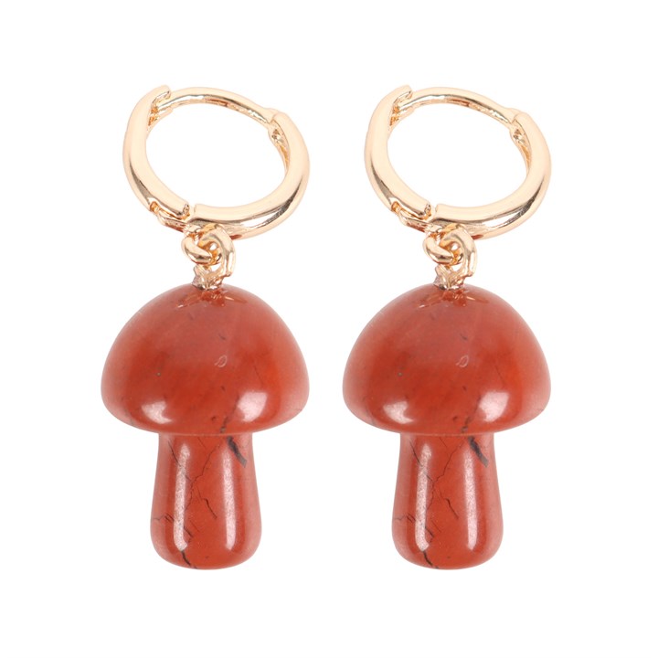 Crystal Red Jasper Mushroom Earrings