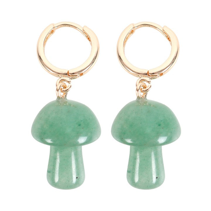 Crystal Aventurine Mushroom Earrings