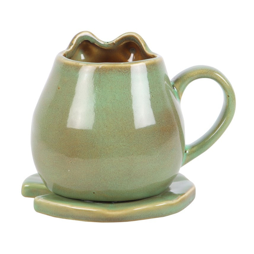 Froggy Shaped Mug and Lily Pad Saucer