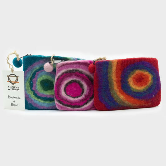 Psychdelic Natural Felt Zipper Pouch