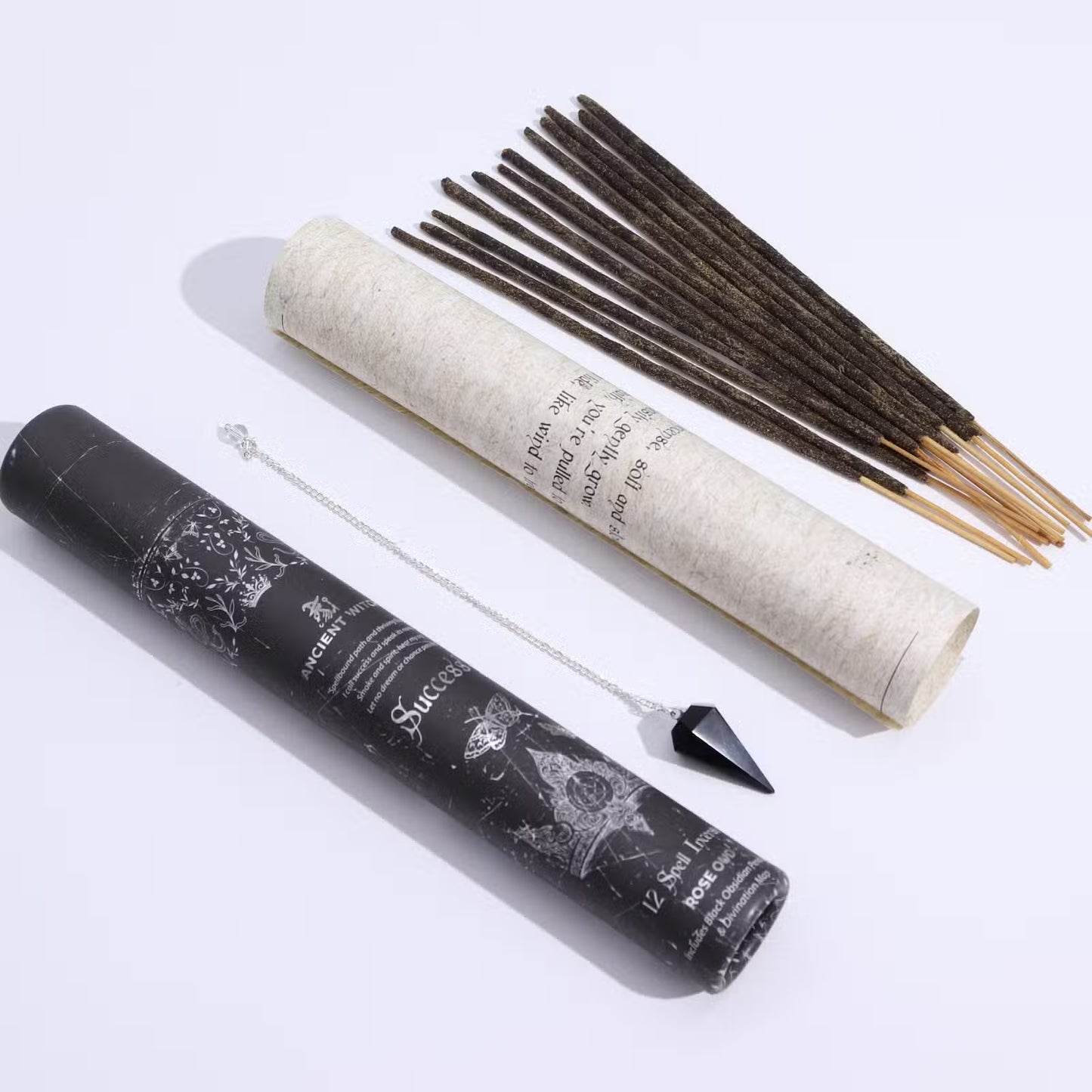 Incense & Divination Set - Success - Obsidian Pendulum