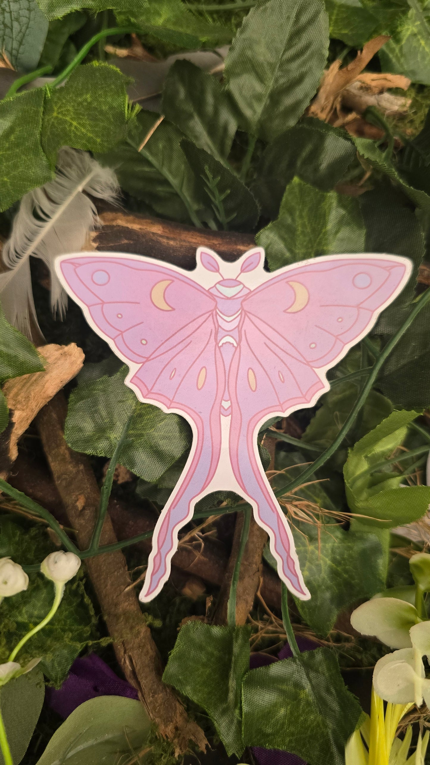 Pastel Lunar Moth Vinyl Sticker XL