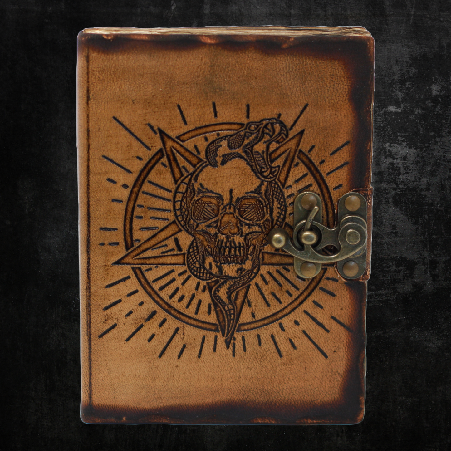 Leather Pentagram Skull Notebook