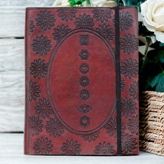 Vegan Chakra Mandala Leather Notebook